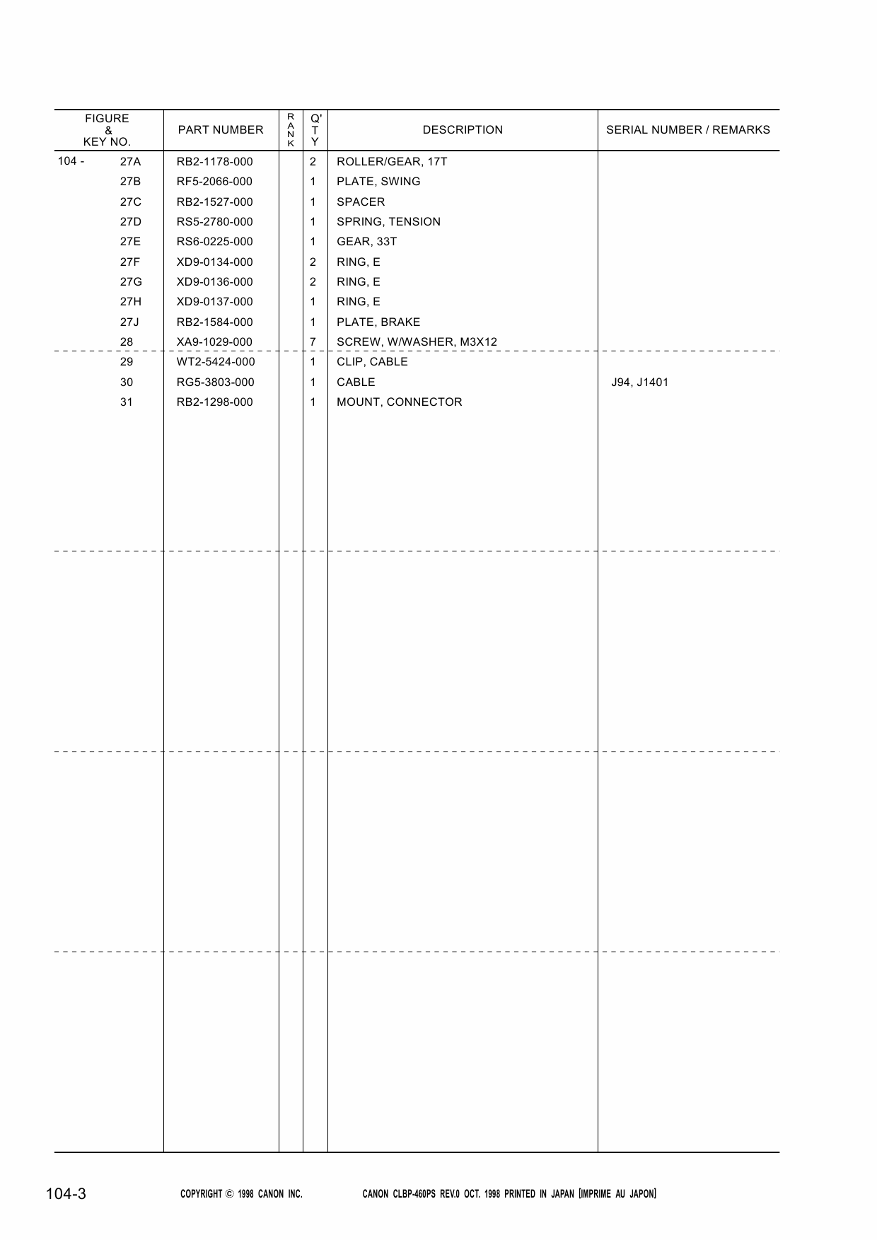 Canon imageCLASS CLBP-460 Parts Catalog Manual-4